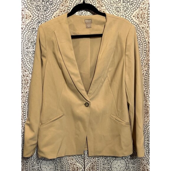Chicos Black Label Womens Blazer Size 1 US 8/10 Tan Single Button - Picture 1 of 10